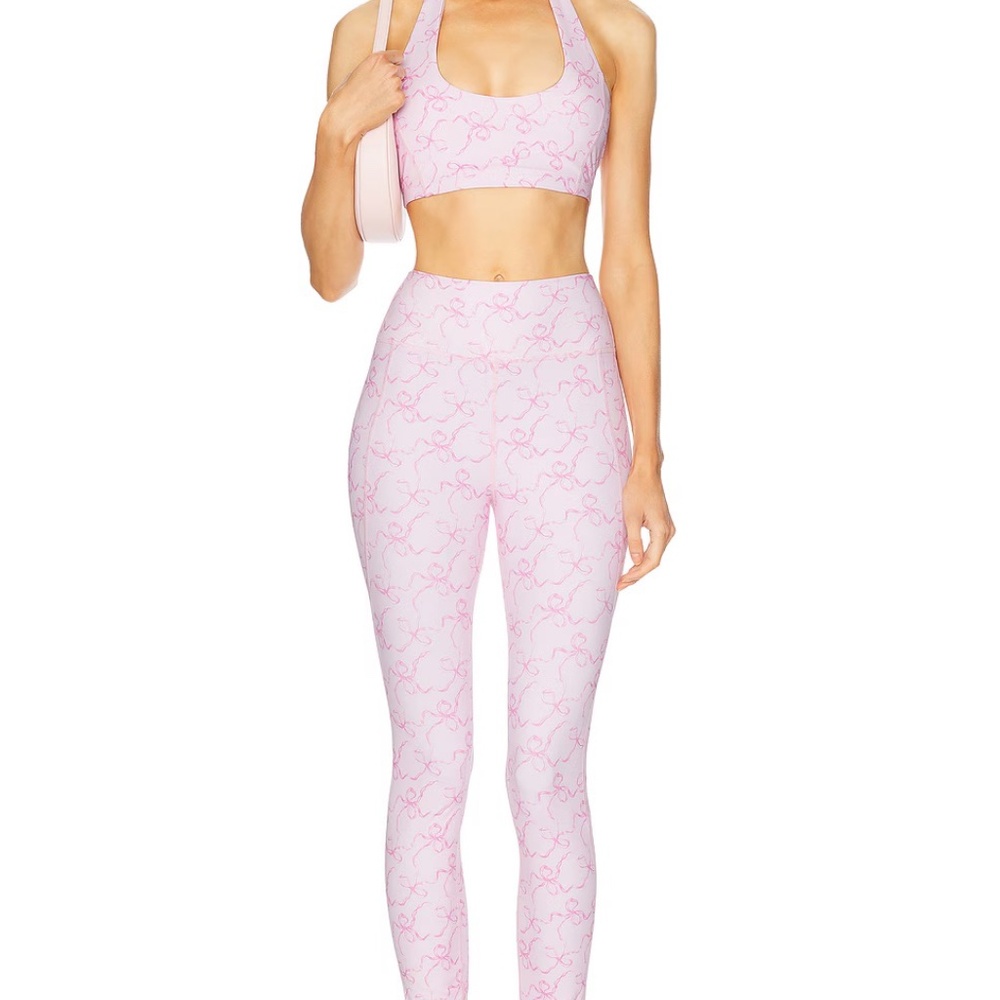 LoveShackFancy Women’s Leggings Pink Floral High Rise NWT XS